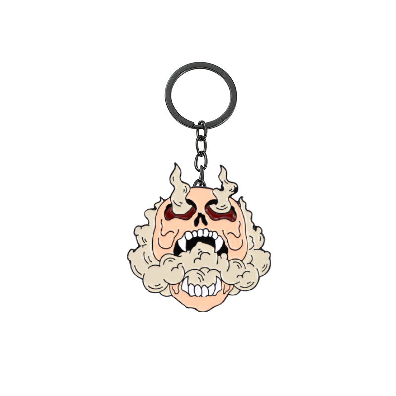 Wholesale 100pcs/pack Halloween Flame Skeleton Zinc Alloy Keychains